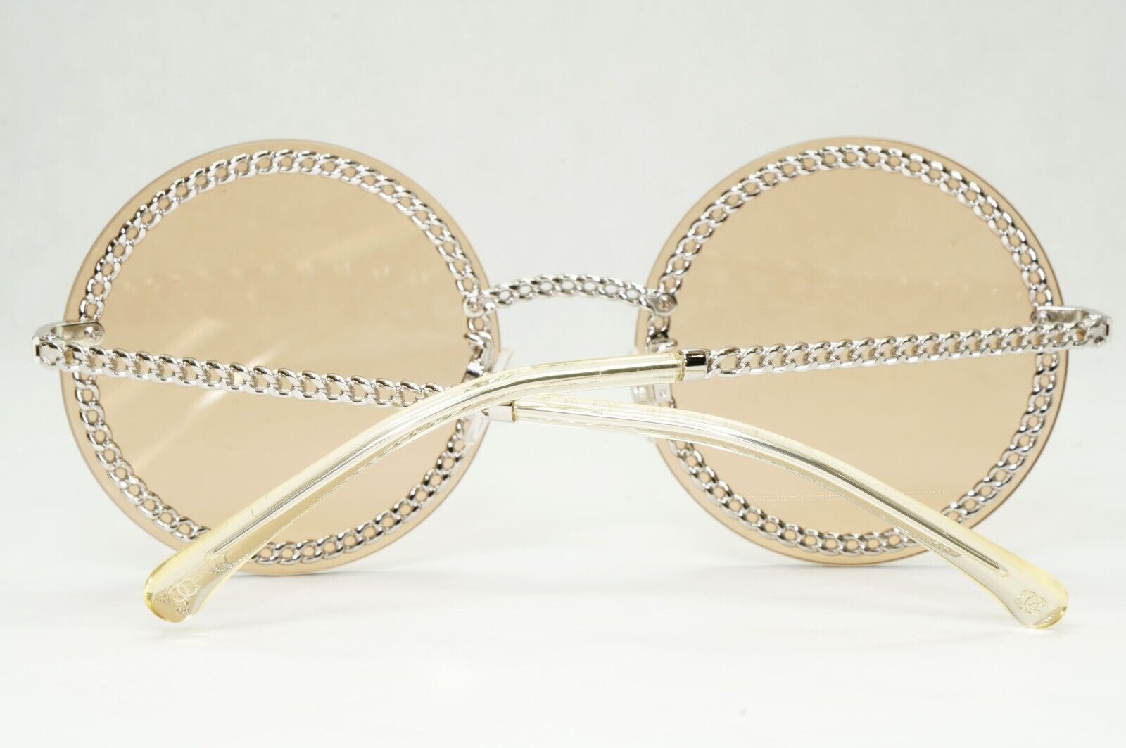 Chanel Sunglasses Chain Round Silver Brown Amber Pale Orange 4245 C124/73 041223