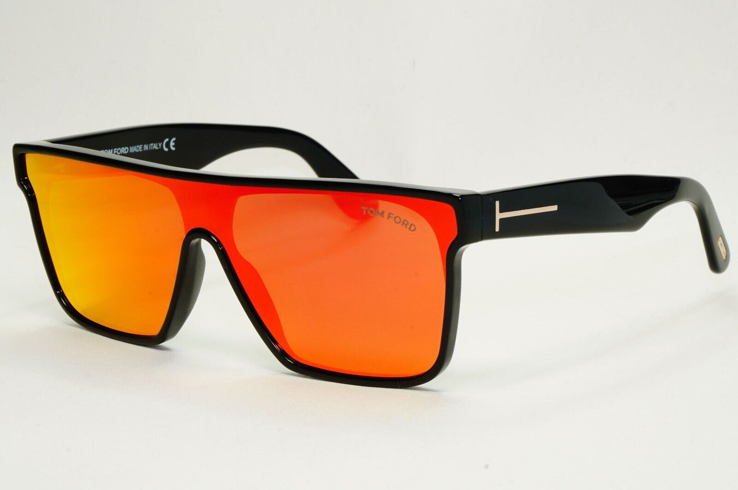 Tom Ford Sunglasses Whyat Black Orange Mirror Shield Visor FT0709 TF 709 01U