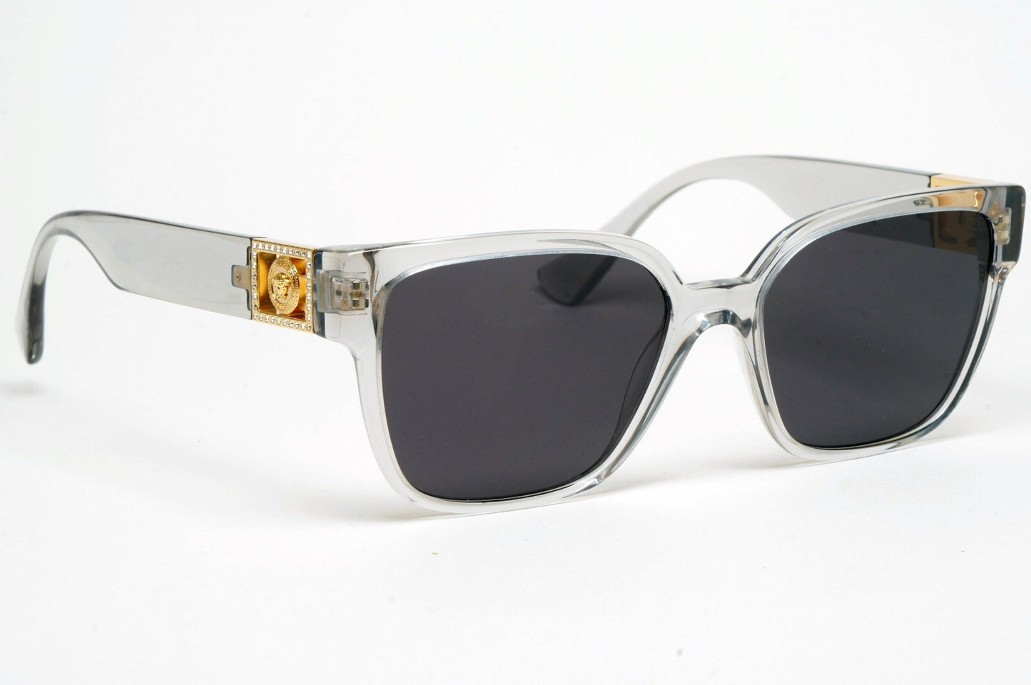 Versace Sunglasses Grey Gold Medusa Diamante Square MOD VE 3329-B 5305 54mm