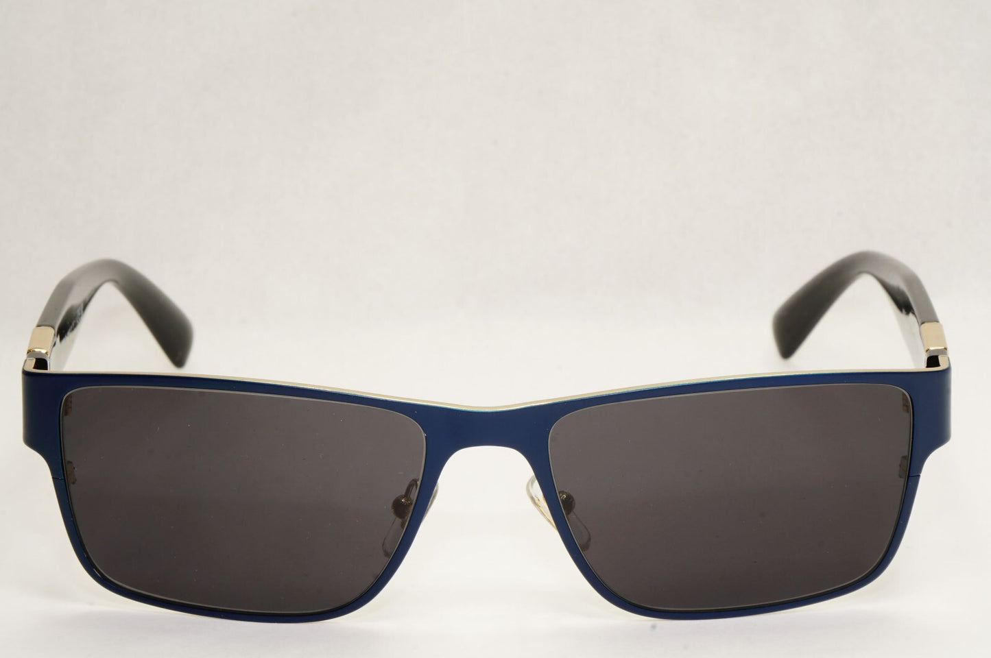 Versace Sunglasses Dark Blue Black Gold Square Metal Rectangle MOD VE 1274 55 [a