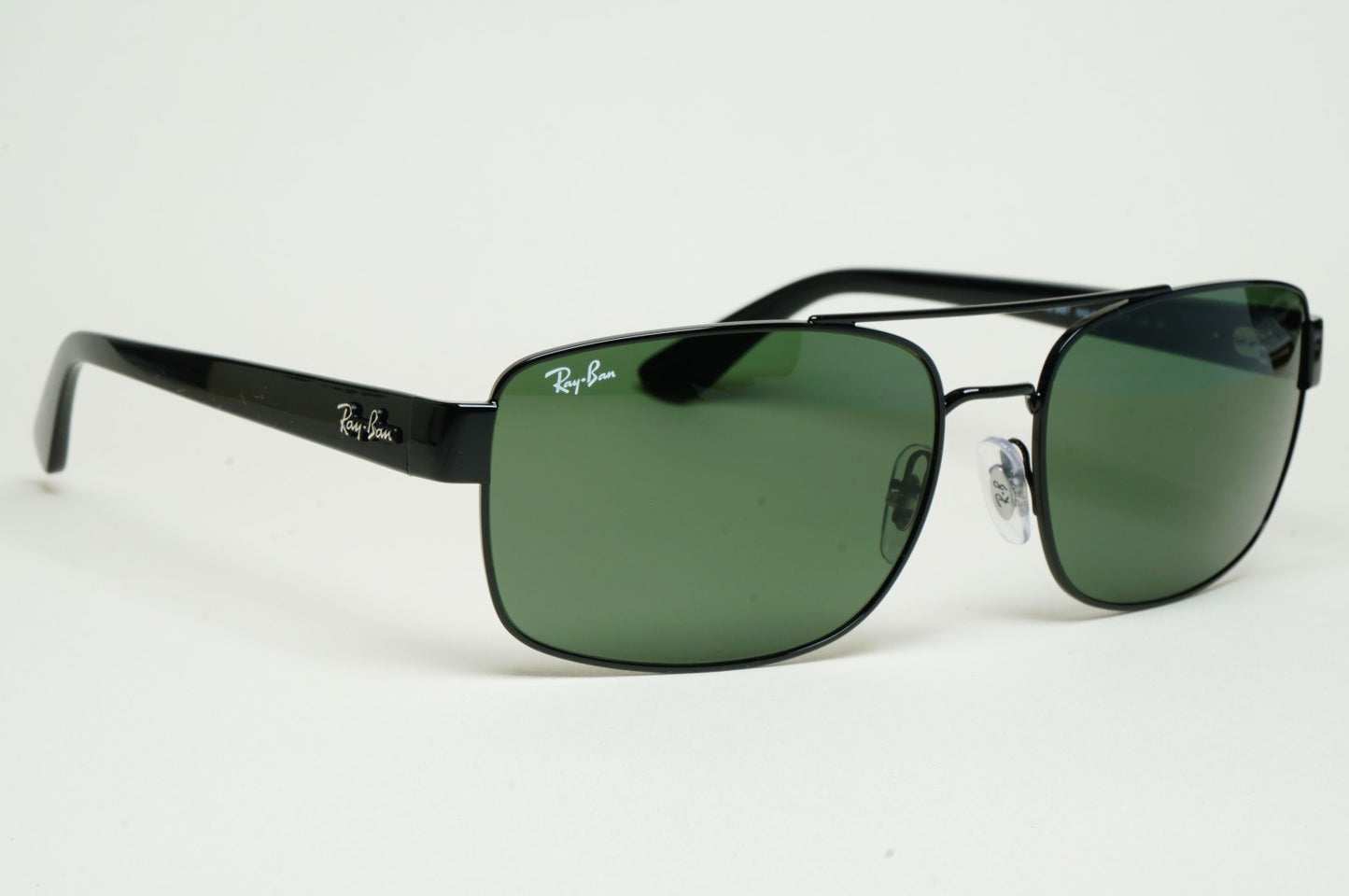Ray-Ban Sunglasses Black Green Square Pilot Navigator RB 3687 002/31 61mm