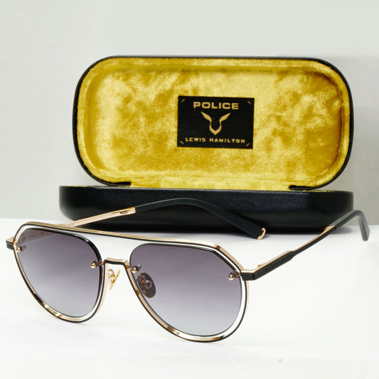 Police Lewis Hamilton F1 Sunglasses Blac kGradient Gold Pilot SPL E17 COL 302Y