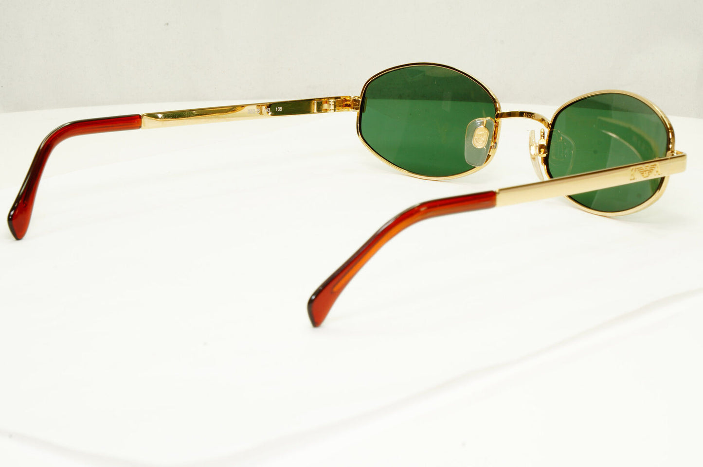 Emporio Armani 1997 Vintage Sunglasses Gold Green Retro Rectangle Eagle 063 743