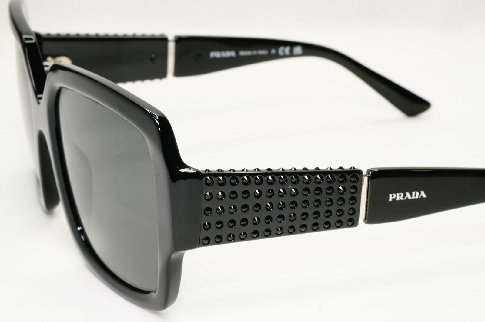 Prada Sunglasses Black Square Diamante Crystal PR21XS SPR 21X 01E-5S0