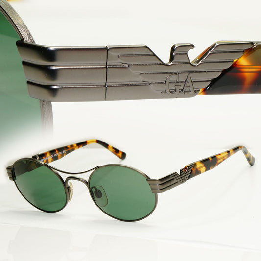 Emporio Armani Sunglasses 1997 Vintage Gunmetal Brown Green Eagle 047-S 905/26