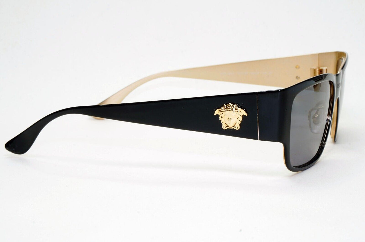 Versace Sunglasses Black Polarised Gold Medusa Square Metal MOD VE 2262 1433/81