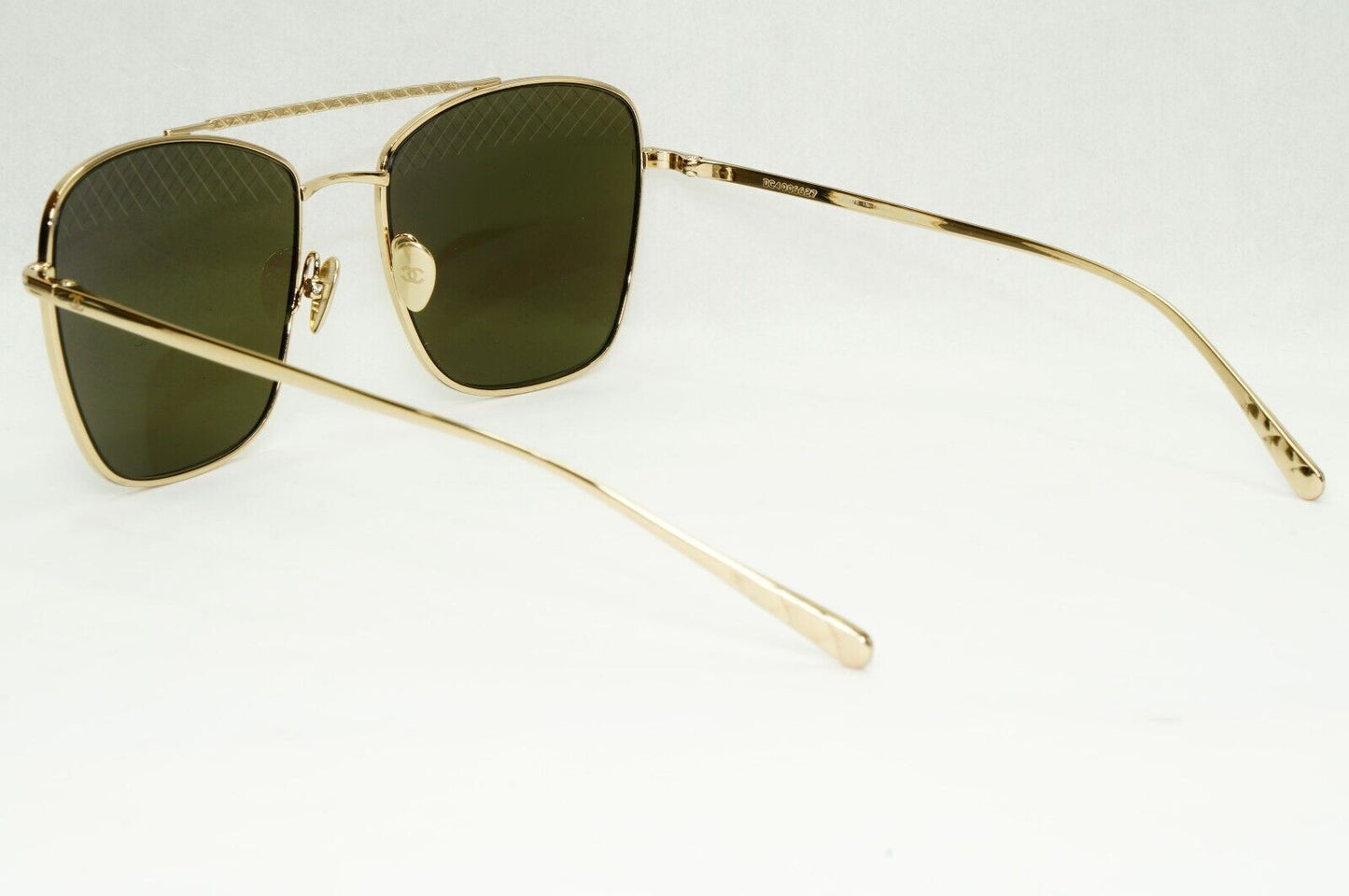 Chanel Sunglasses Gold Square Grey Dull Green Metal Frame 4256 C.395/3 041223