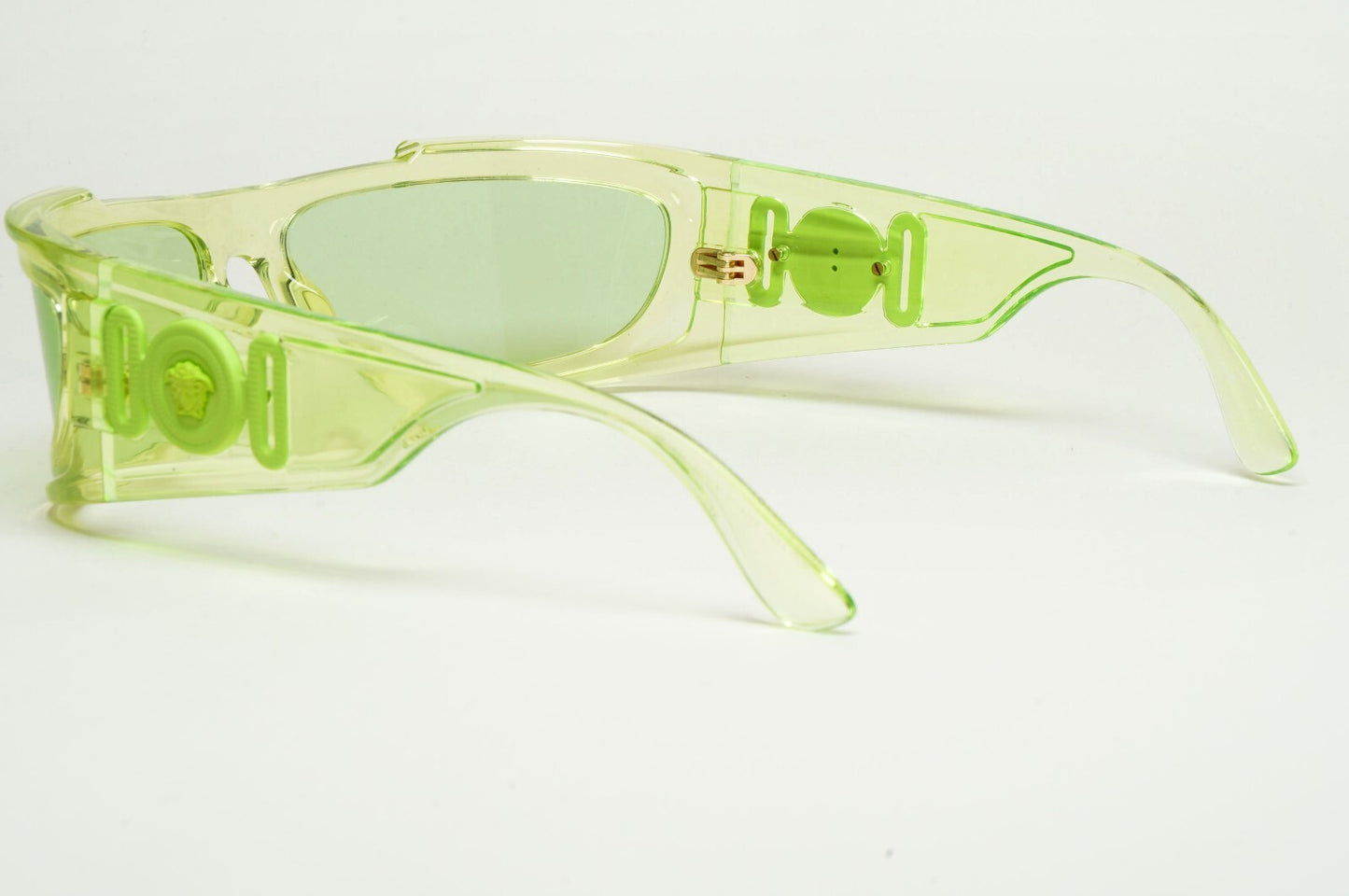 Versace Sunglasses Unisex Wrap Gold Medusa Transparent Green MOD VE 4446 5413/7