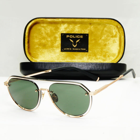 Police Lewis Hamilton F1 Sunglasses Gold Green Metal Pilot SPL E17 COL 0302