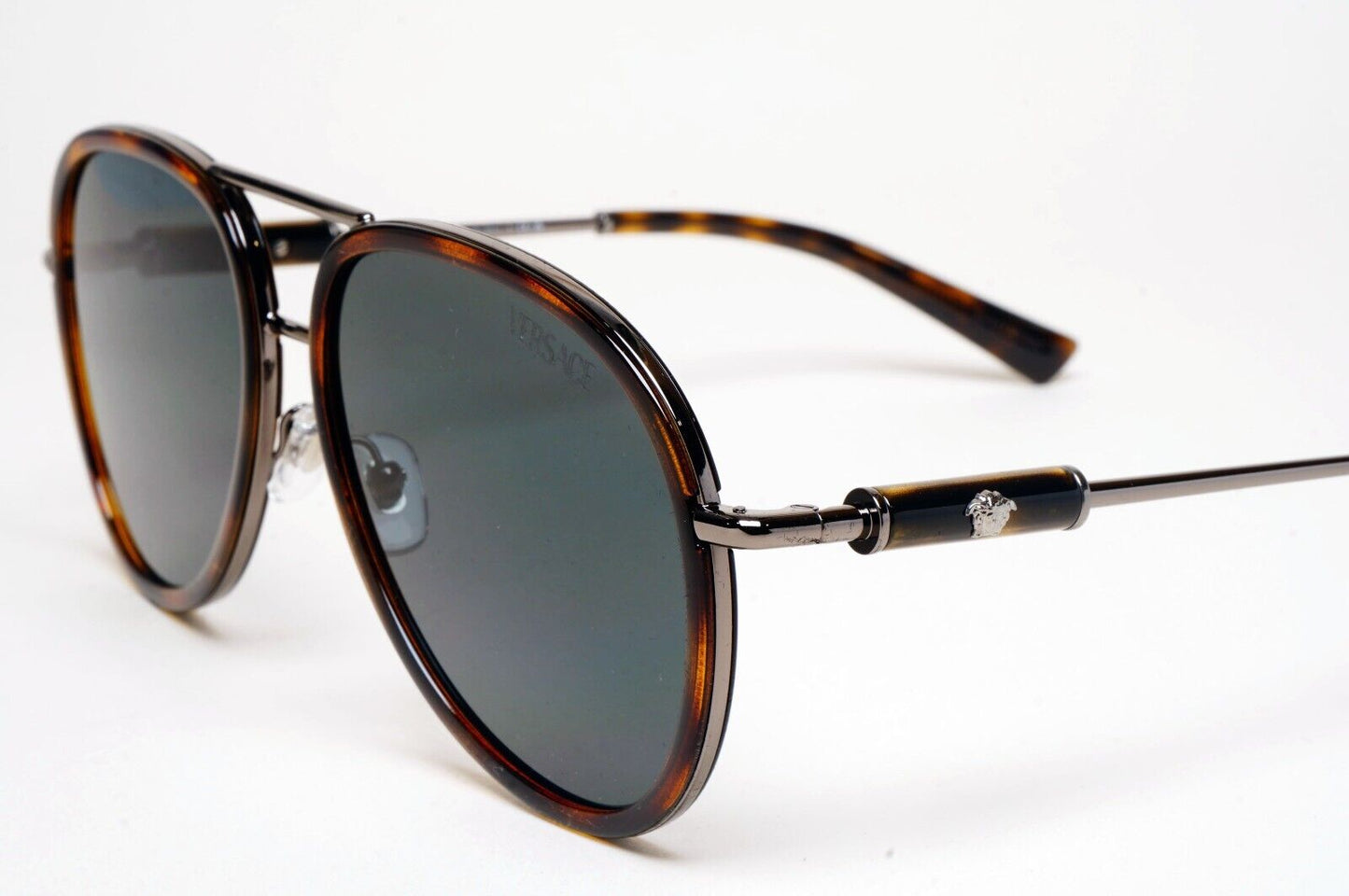 Versace Sunglasses Oversized Pilot Brown Havana Gunmetal MOD VE 2260 1001/87