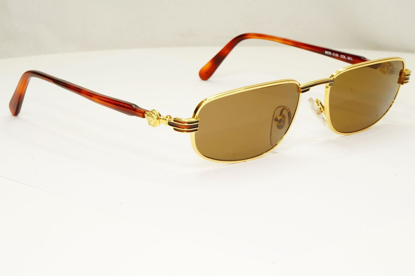 Gianni Versace 1995 Vintage Gold Medusa Brown Metal Sunglasses MOD G50 COL 56L