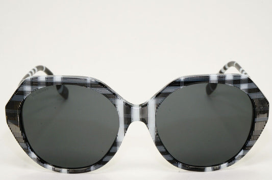Burberry Sunglasses Black White Grey Check Plaid Vanessa BE 4375 4004/87 55mm