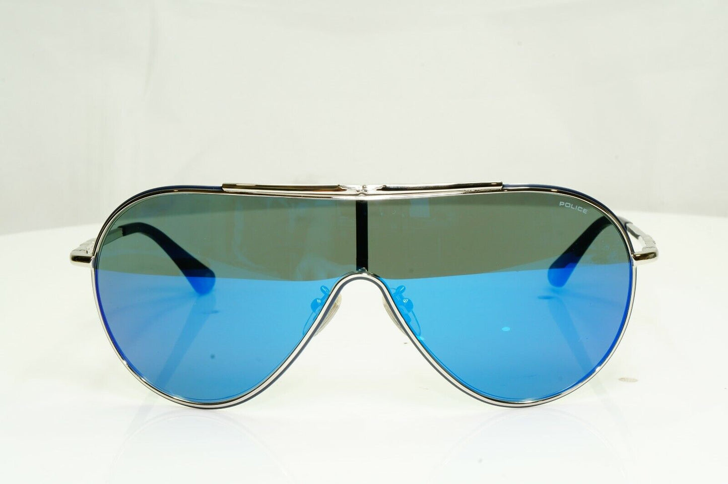 Authentic POLICE Mens Sunglasses Designer Blue Mirror Visor Ski SPL 964 F94B