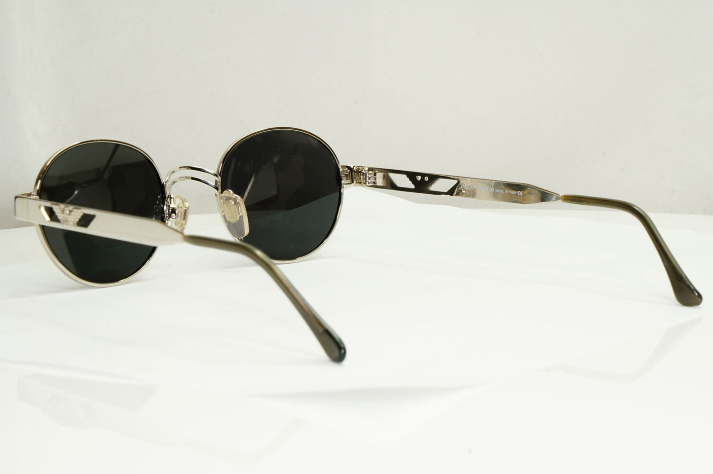 Emporio Armani Sunglasses 1997 Vintage Silver Round Black Eagle Metal 023-S 707