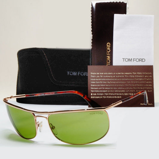 Tom Ford Sunglasses Ryder Gold Green Metal Wrap FT0418 TF 418 28N 68mm