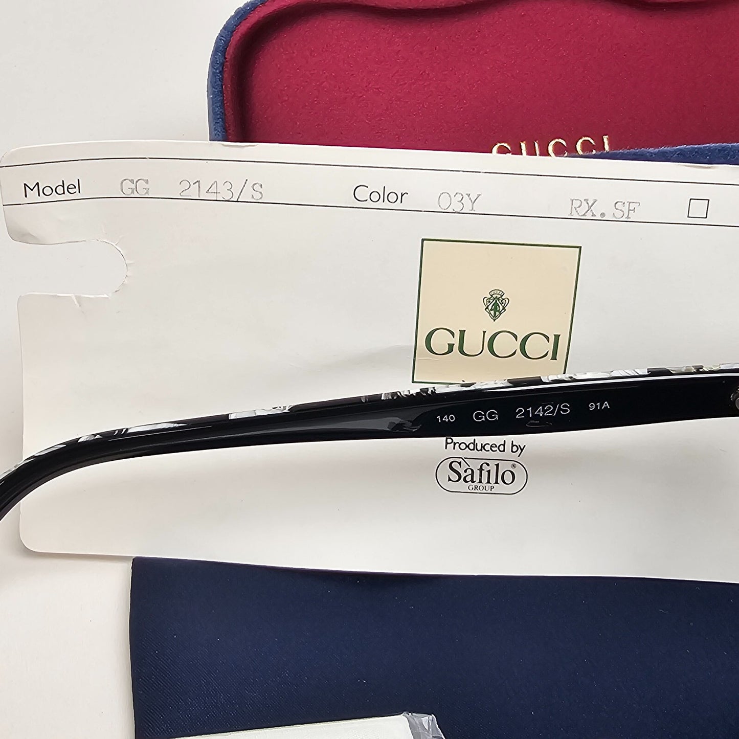 Gucci Sunglasses 1993 Vintage Marble Black White Grey GG 2142/S 91A 200225