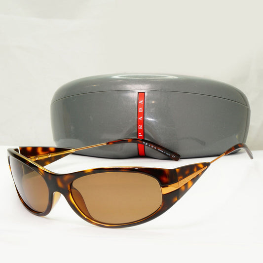 Prada 2007 Brown Sunglasses Gold Vintage Womens PR07IS SPR 07I 2AU-8C1 37434