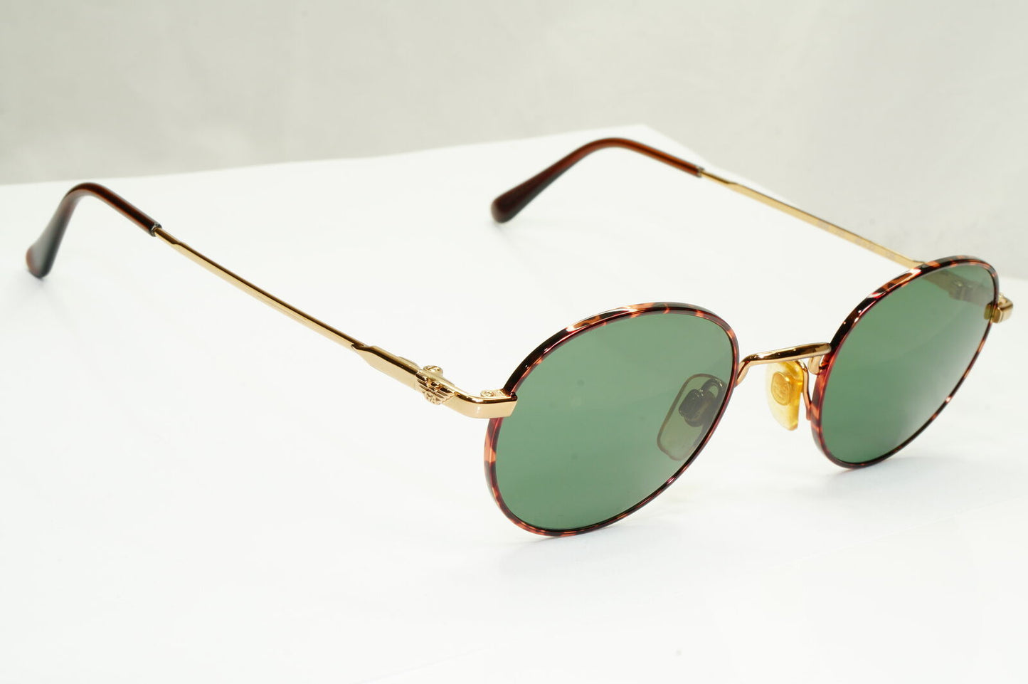 Emporio Armani Sunglasses 1997 Vintage Round Small Gold Green Eagle 008-S 721