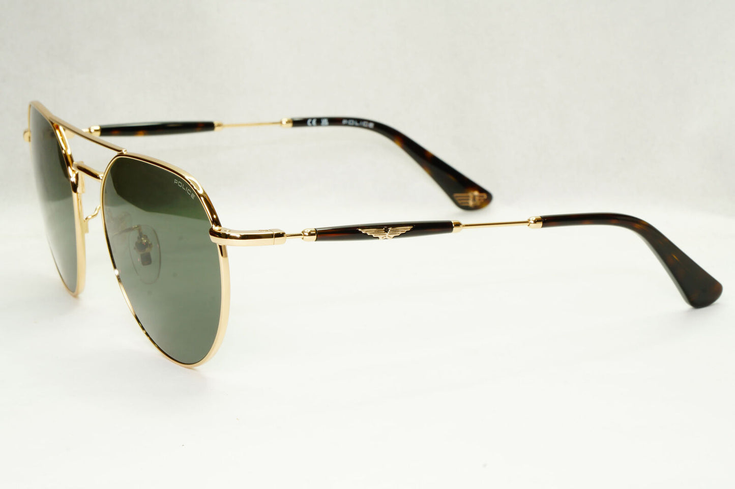 Police Sunglasses Round Pilot Metal Gold Green SPL F14 Urban 7 COL 300Y