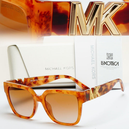 Michael Kors Sunglasses Brown Gold Tortoise Square MK 2170U Karlie 3915/3B 54mm
