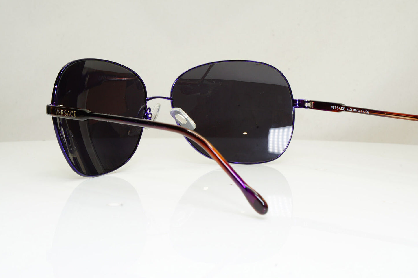 Versace Violet Womens Vintage Sunglasses Black Brown Square 2124 1230/5E 29269
