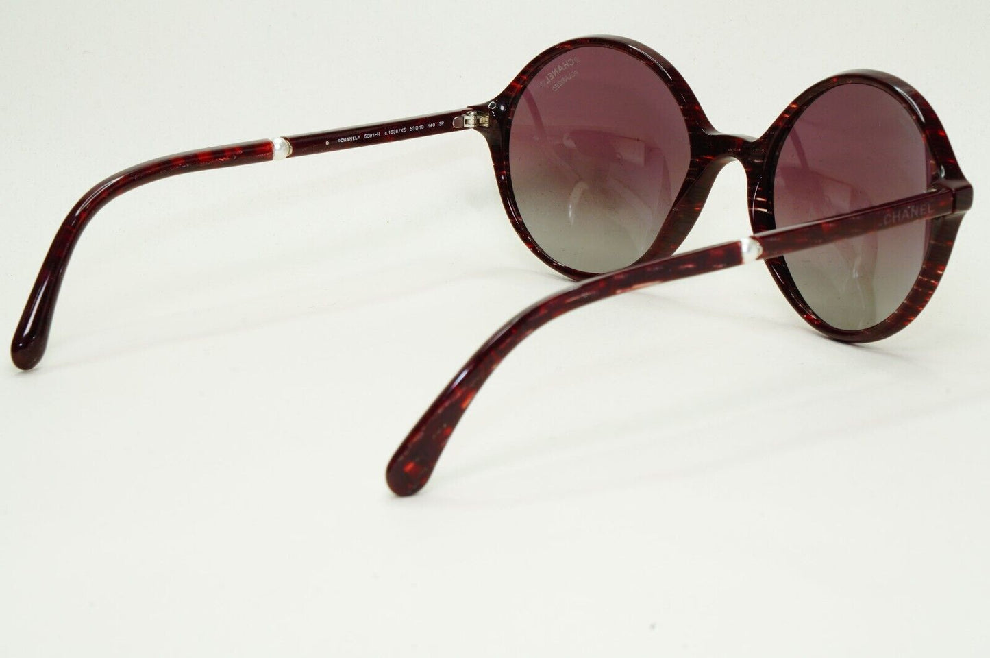 Chanel Sunglasses Pearl Polarized Dark Red Burgundy Round 5391-H c.1638/K5