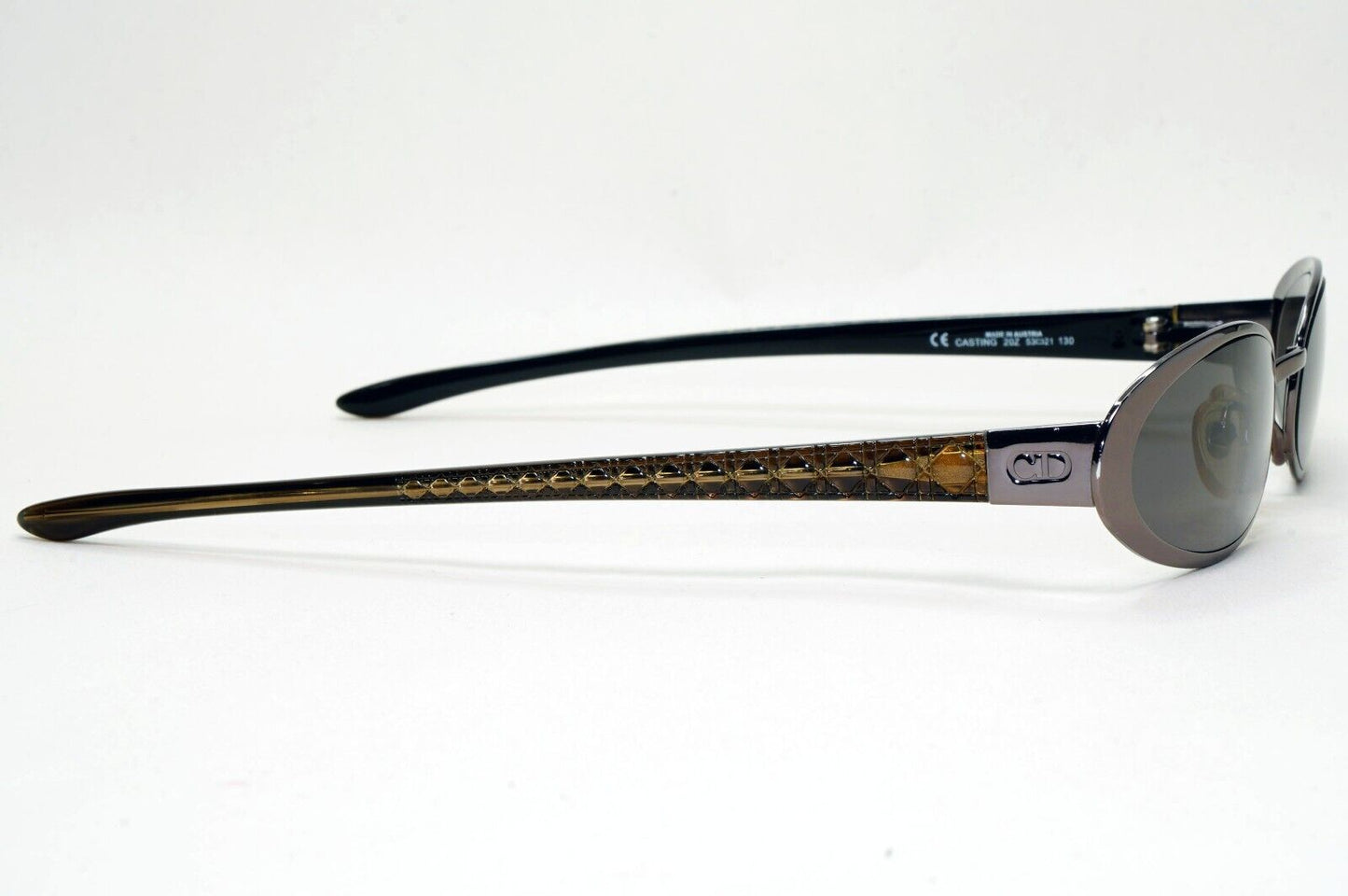 Dior Sunglasses 2002 Vintage Oval Grey Olive Gunmetal Casting 20Z Small 141024