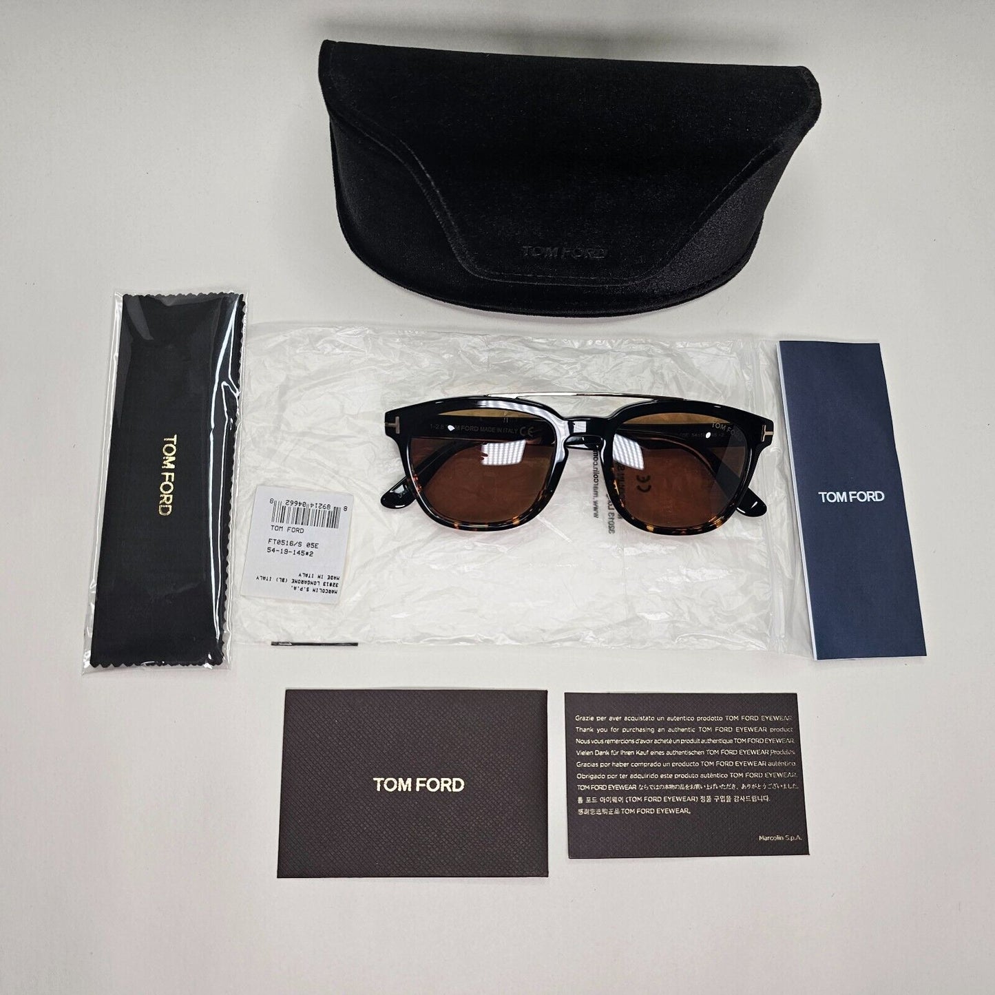 Tom Ford Sunglasses Holt Black Brown Havana Gold Bridge FT0516 TF 516 05E