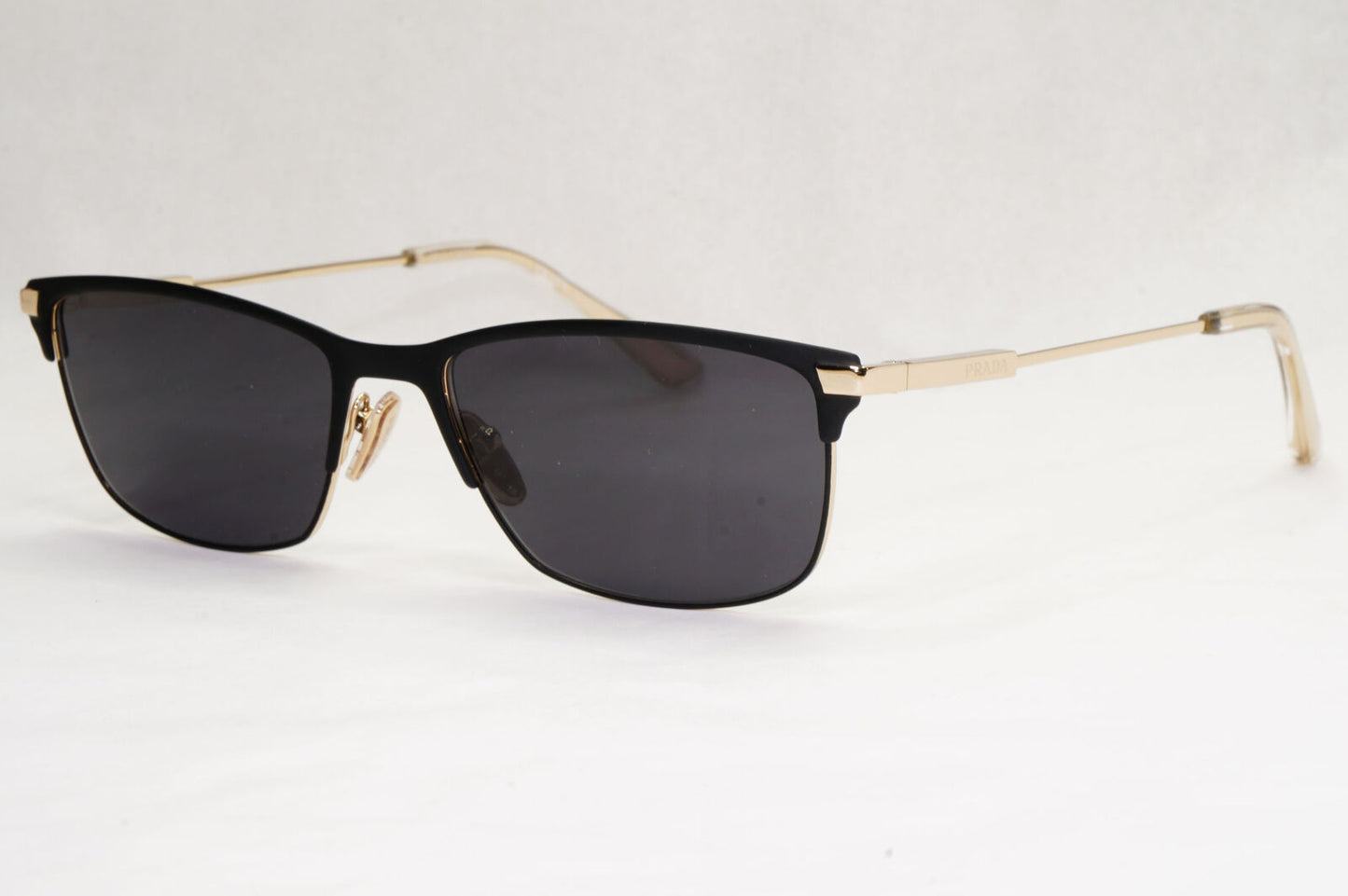 Prada Sunglasses Gold Black Metal Rectangle PR55ZV VPR 55Z 1BO-1O1 55mm