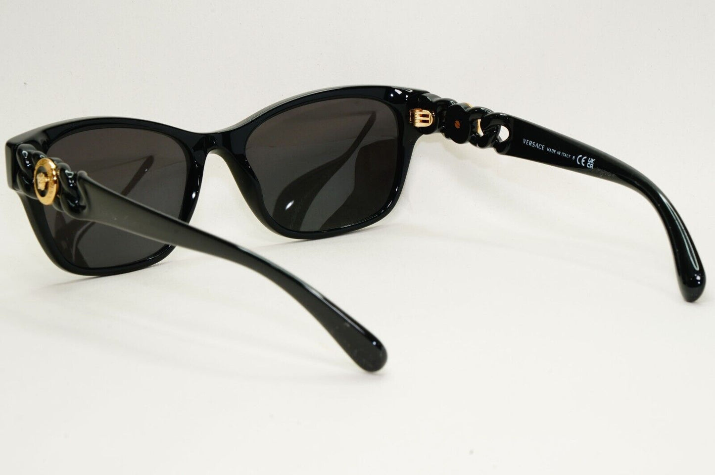 Versace Sunglasses Black Gold Medusa Chain Square Glossy MOD VE 3306 GB1 54mm
