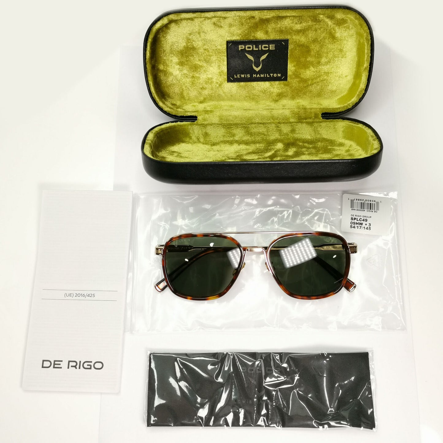 Police Lewis Hamilton F1 Sunglasses Green Brown Gold Square SPL C49 COL 09HW