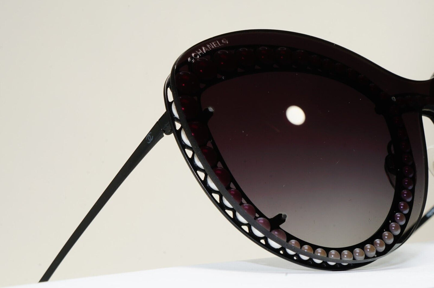 Chanel Sunglasses Pearl Black Grey Gradient Smoke Shield Visor 4236-H c.101/S6