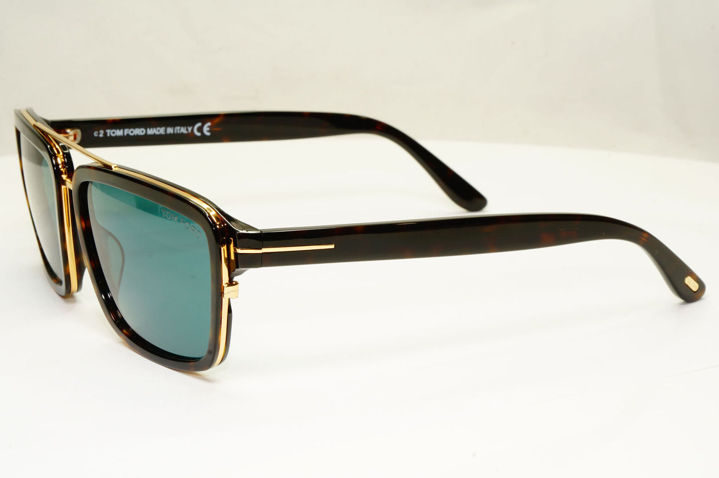 Authentic Tom Ford Mens Gold Square Brown Green Sunglasses Anders TF 780 52N