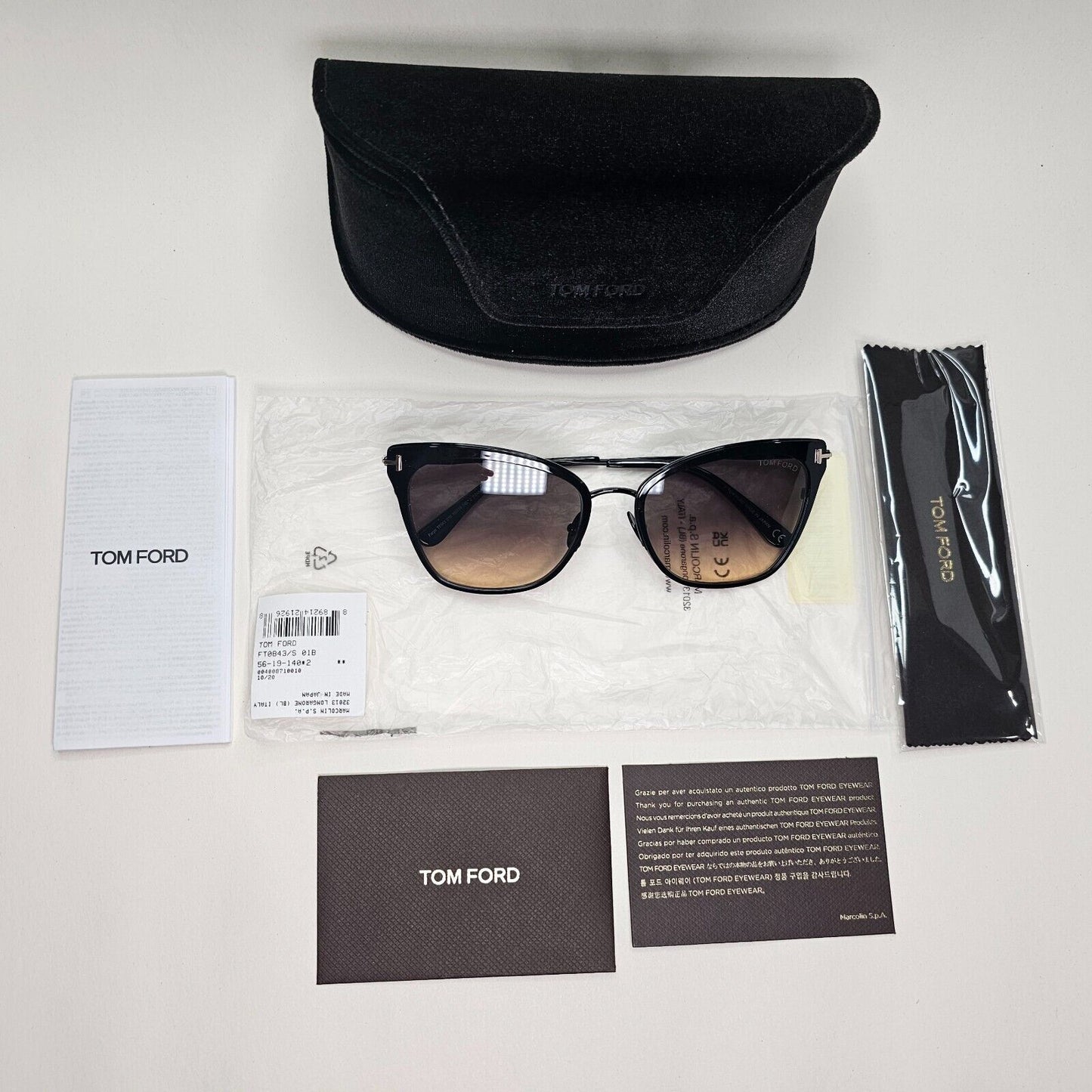Tom Ford Sunglasses Faryn Titanium Black Brown Grey Gradient TF0843 TF 843 01B