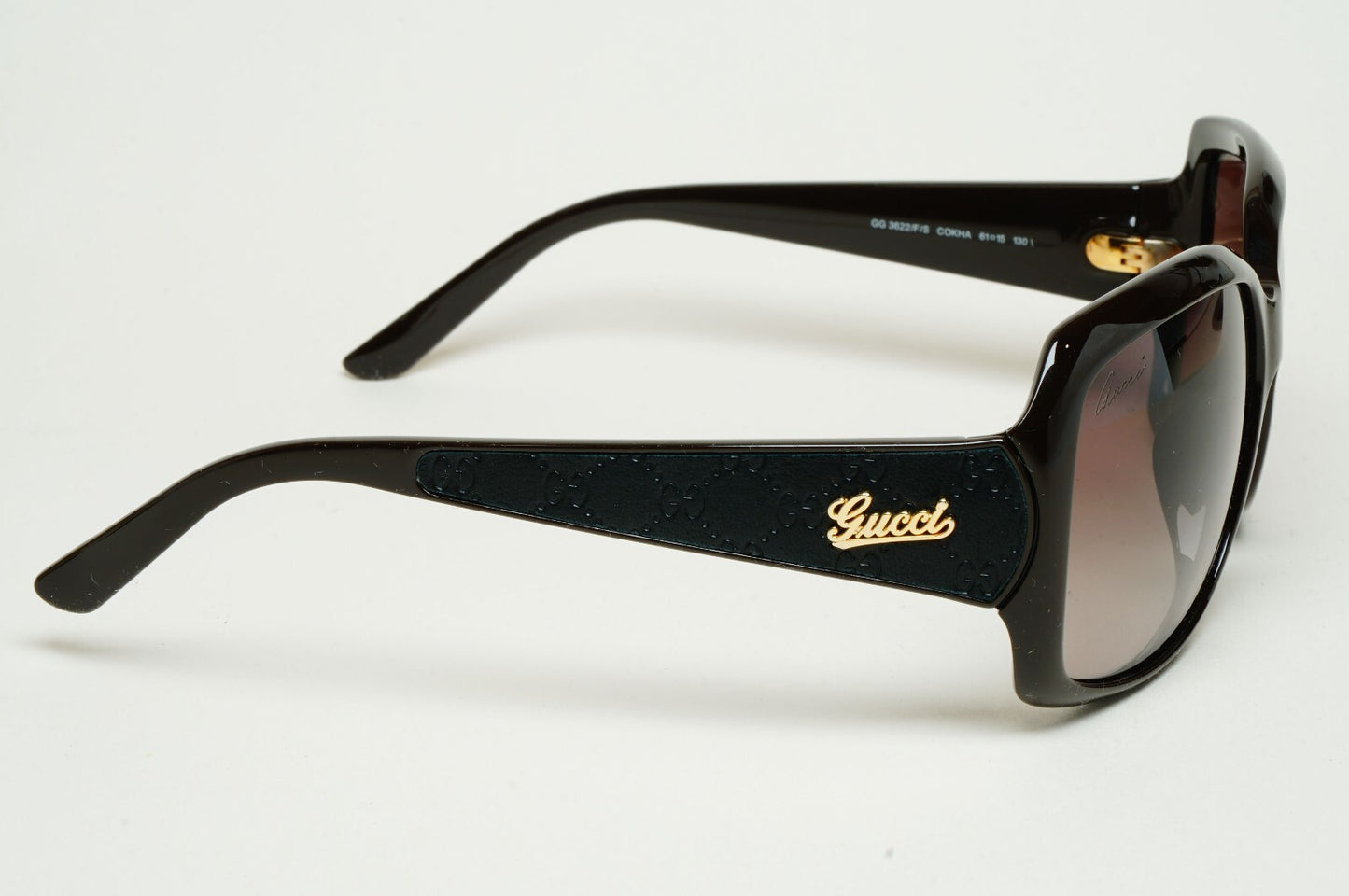 Gucci Sunglasses 2009 Vintage Leather Brown Black Square GG 3622/F/S COKHA 61mm