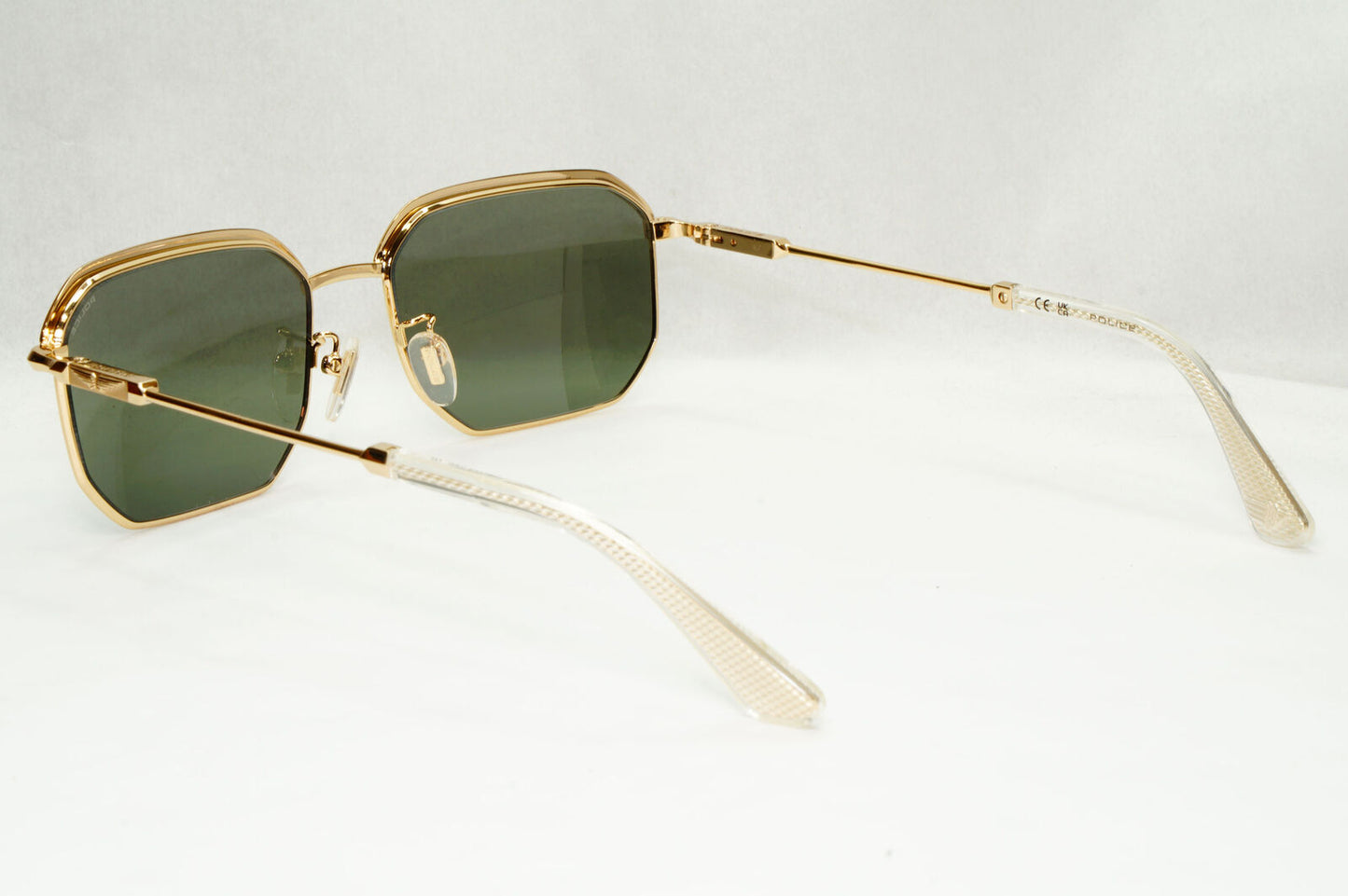Police Sunglasses Pilot Hexagon Dull Green Gold SPL F73 Horizon 2 COL 0300