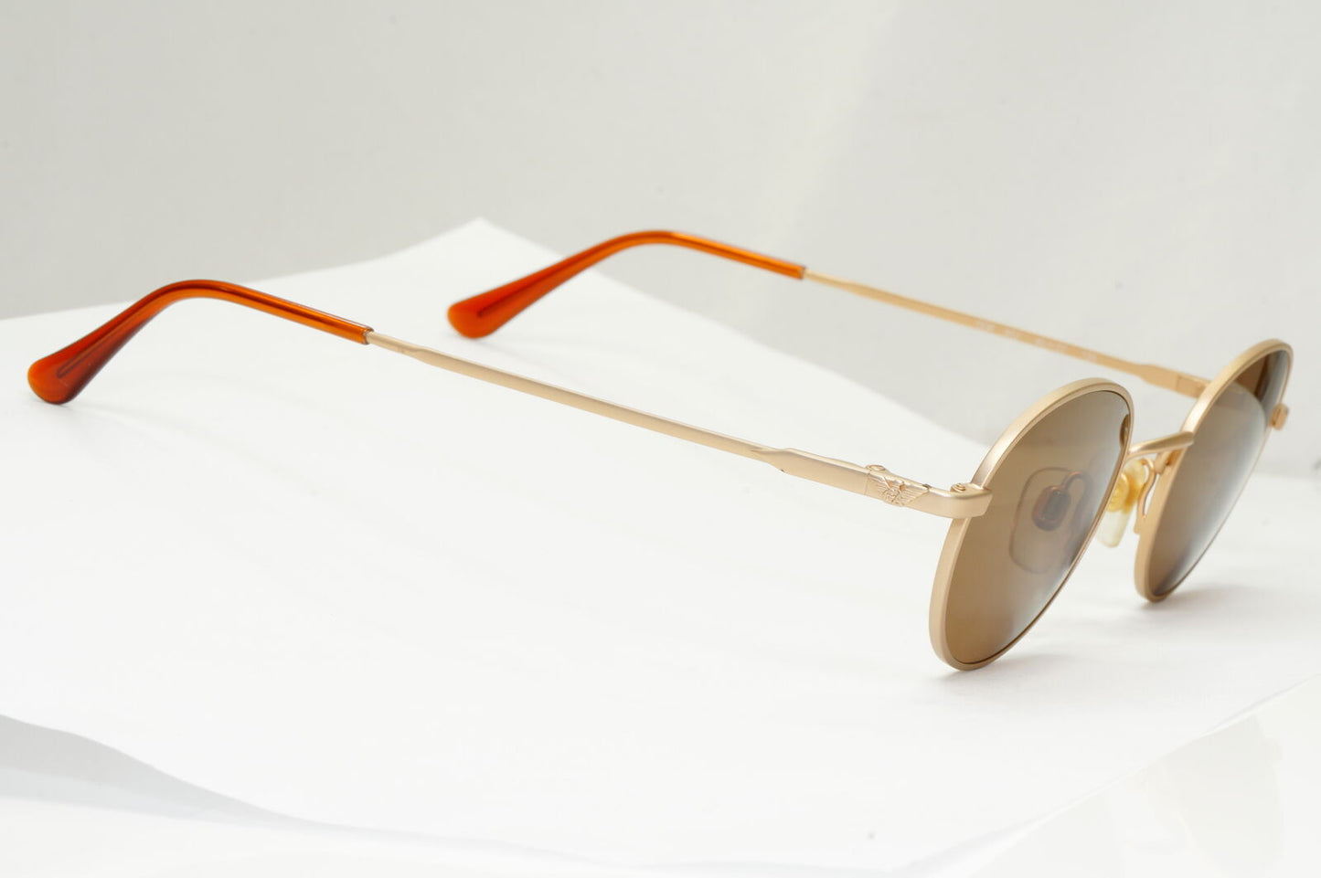 Emporio Armani Sunglasses 1997 Vintage Round Small Gold Brown Eagle 008-S 852