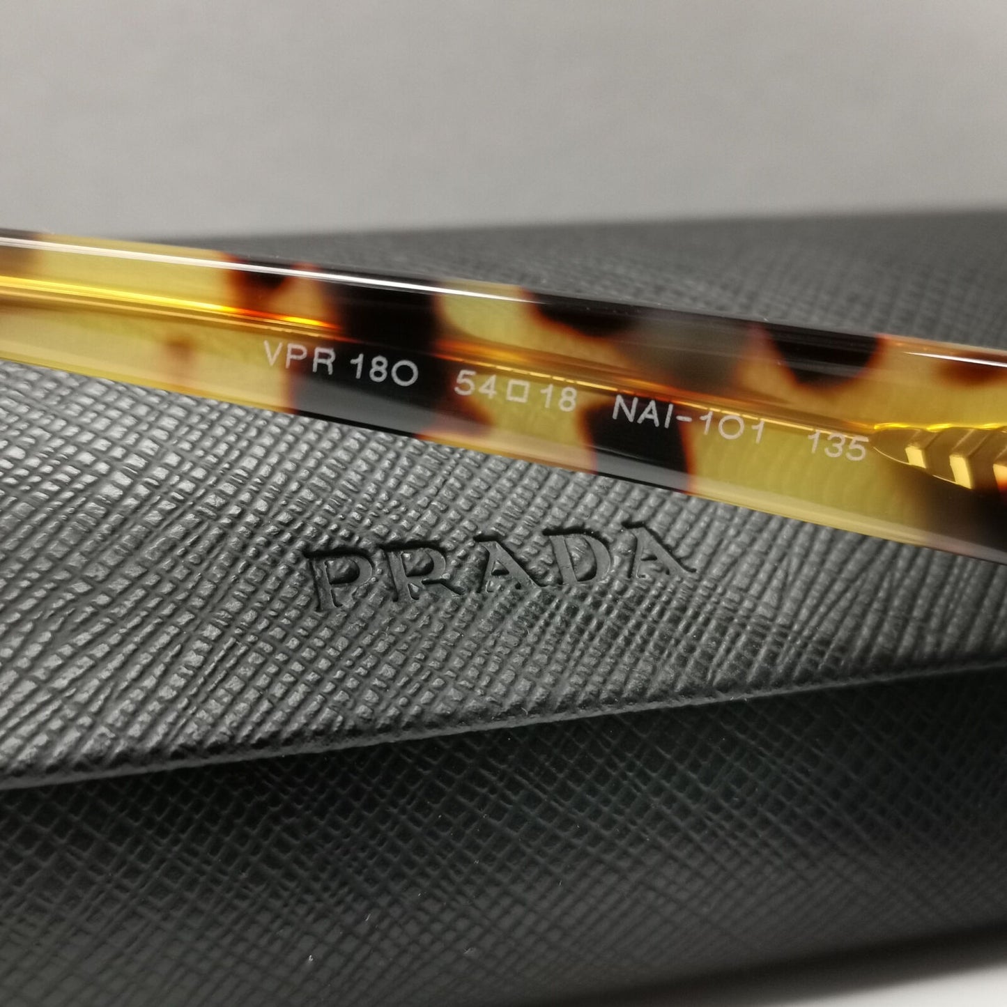 Prada Sunglasses Black Rectangle Brown Tortoise PR18OV VPR 18O NAI-1O1 54mm
