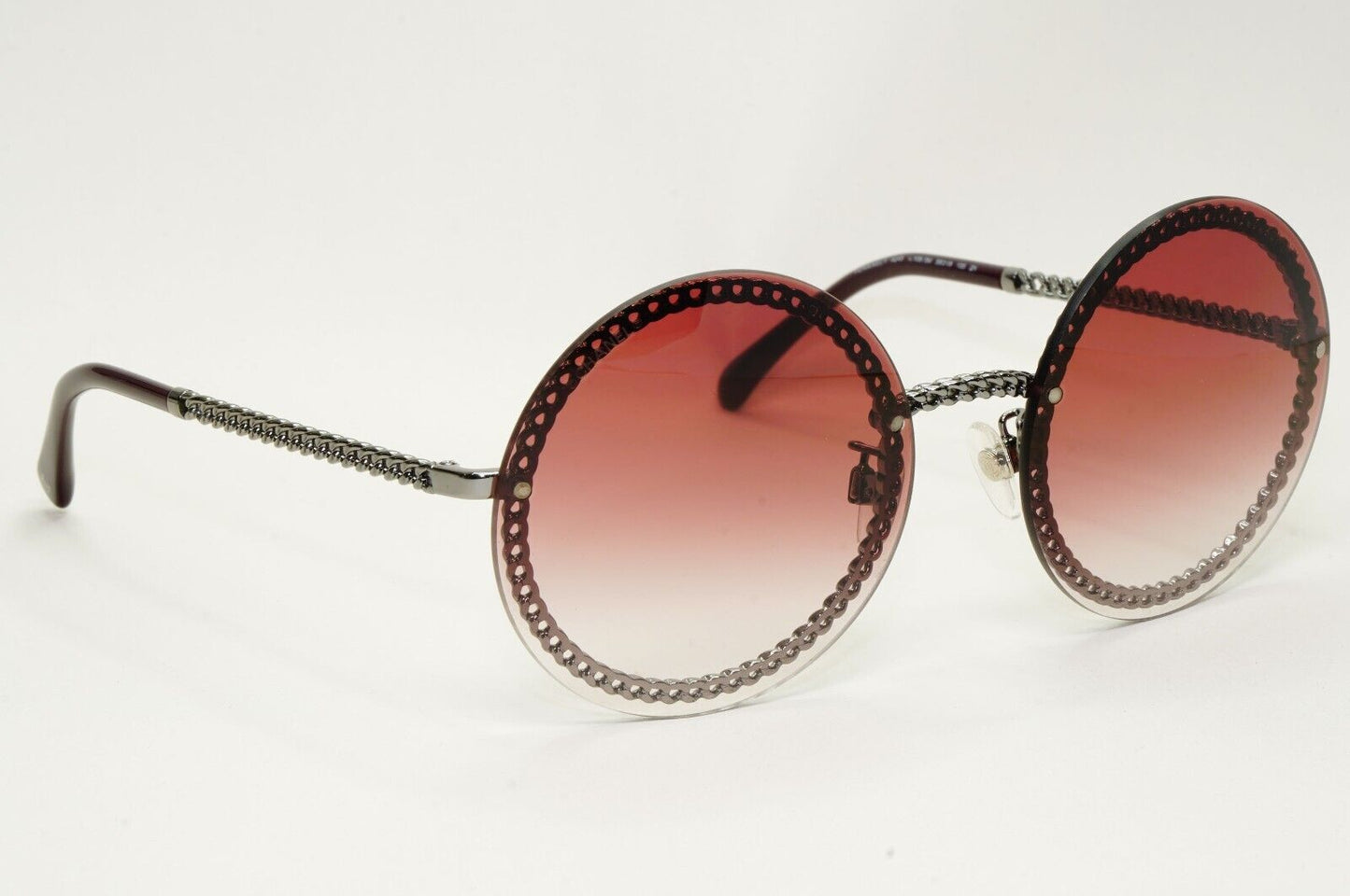 Chanel Sunglasses Chain Round Rimless Metal Gunmetal Pink Gradient 4245 c.108/3M