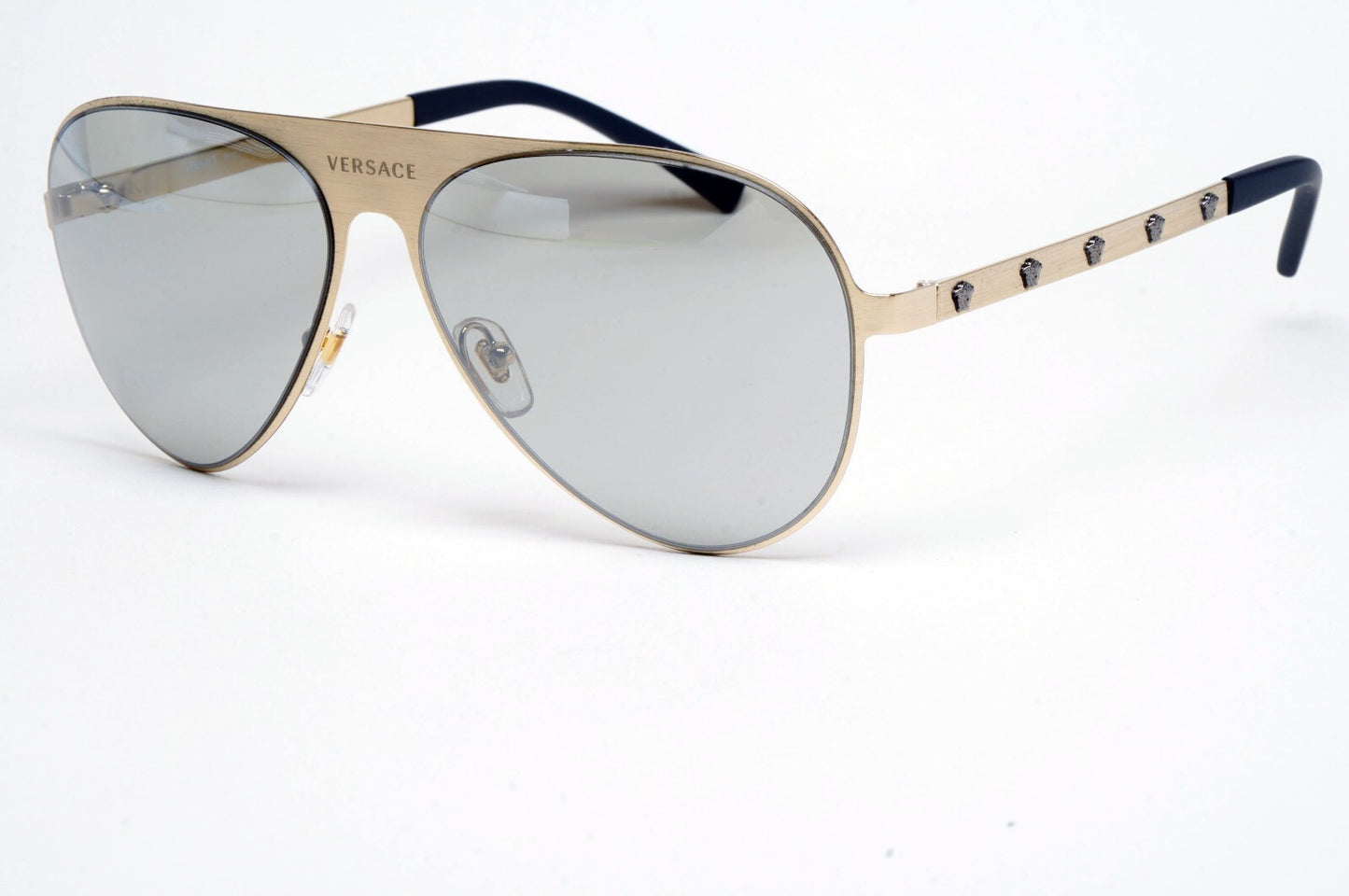 Versace Sunglasses Gold Medusa Pilot Silver Mirror Metal MOD VE 2189 1339/6G