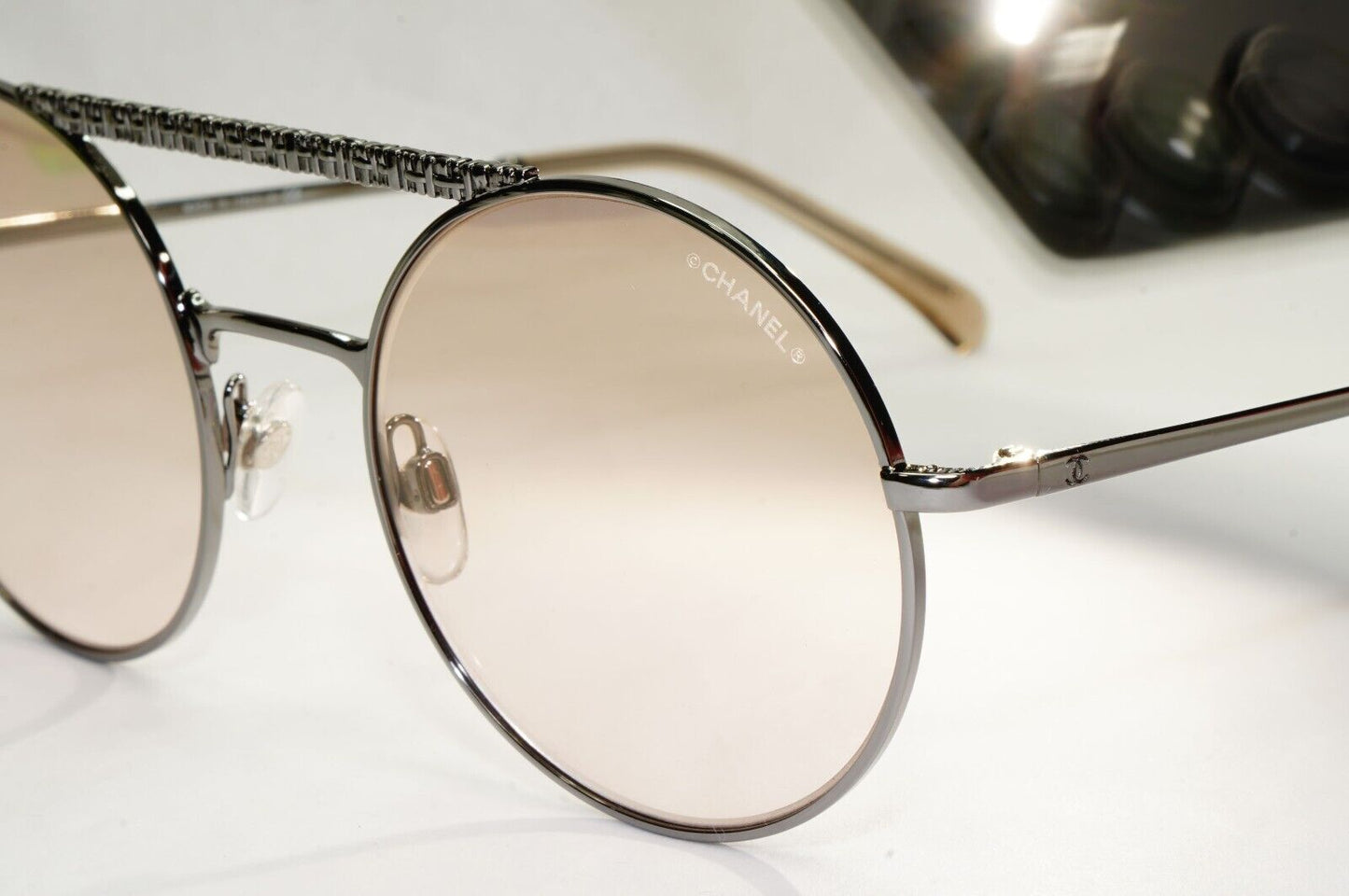 Chanel Sunglasses Grey Gunmetal Brown Round Pilot Metal 4232 c.108/7I 200324