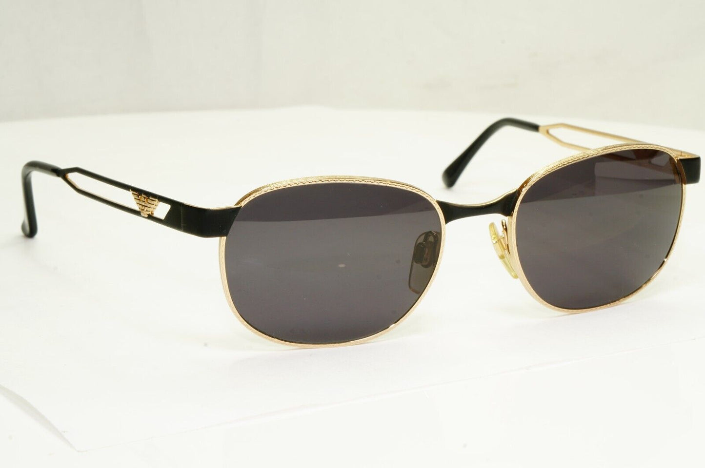 Emporio Armani 1997 Vintage Sunglasses Gold Black Metal Unisex Eagle 051-S 771