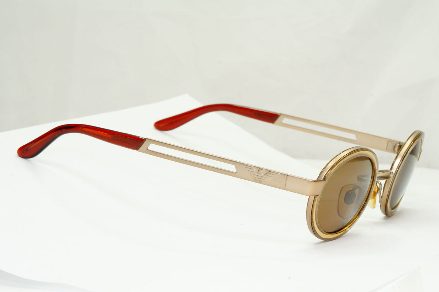 Emporio Armani Sunglasses 1997 Vintage Bronze Brown Honey Oval Eagle 057-S 989