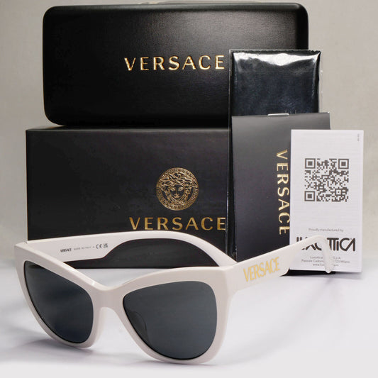 Versace Sunglasses White Gold Cat Eye Grey MOD VE 4417-U 314/87