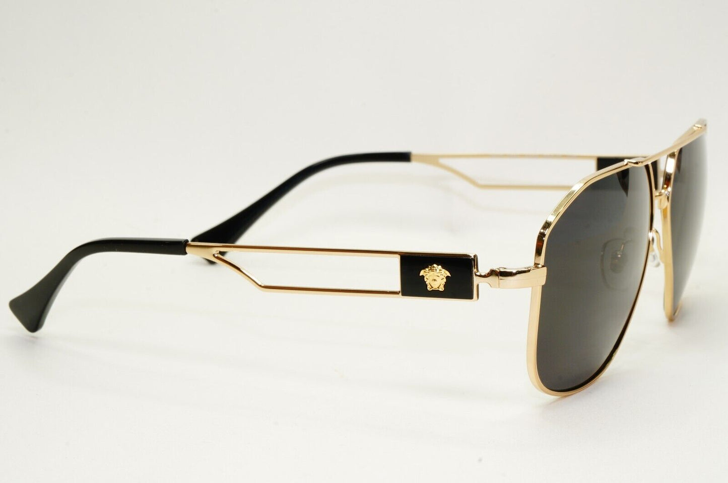 Versace Sunglasses Navigator Black Gold Pilot Metal Medusa MOD VE 1287 1002 59mm