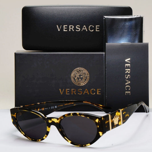 Versace Sunglasses Brown Black Gold Havana Marble Medusa MOD VE 3345 5428 52mm