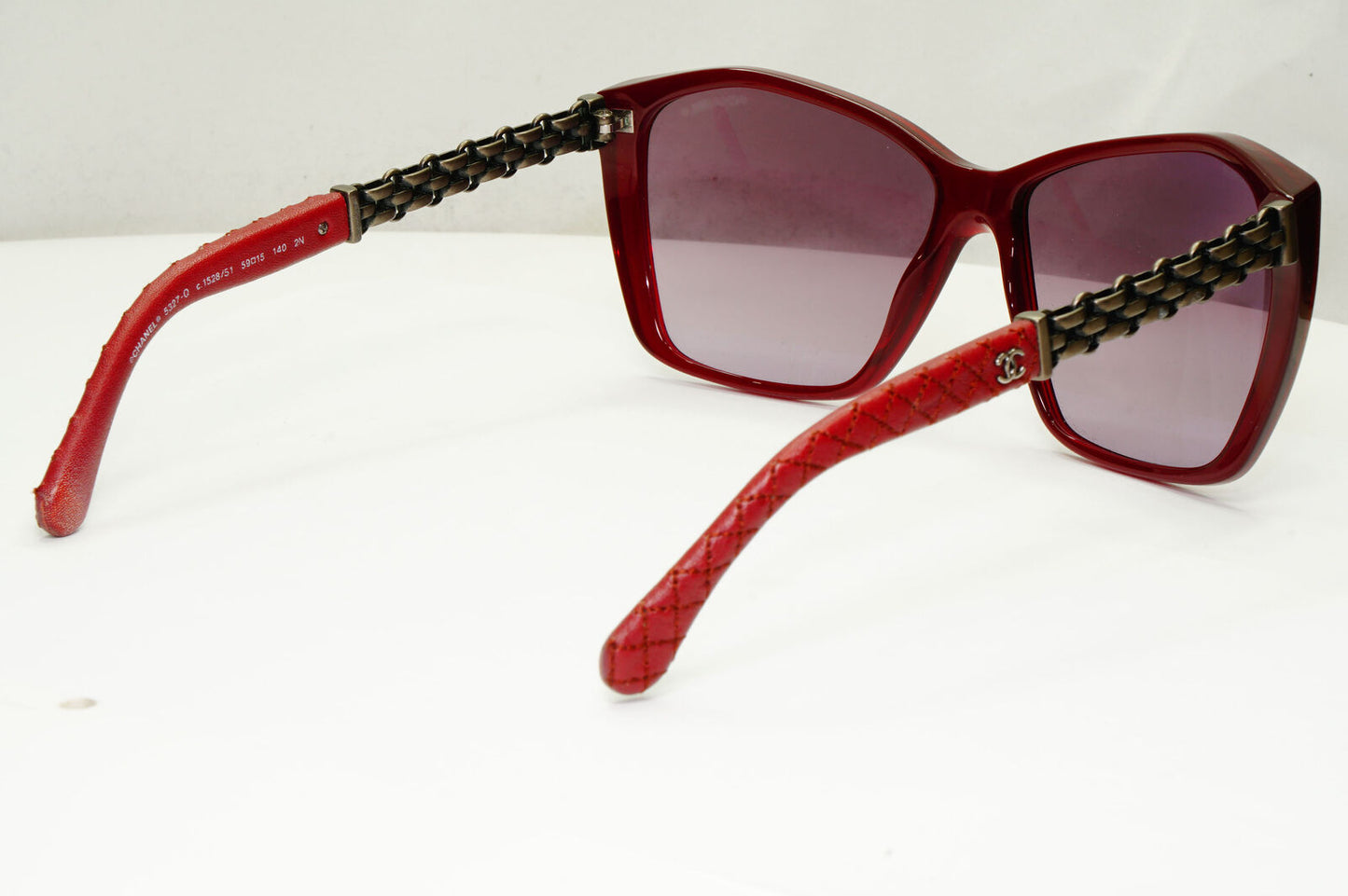 Chanel Leather Chain Sunglasses Red Burgundy Bordo 5327-Q c.1528/S1 110123