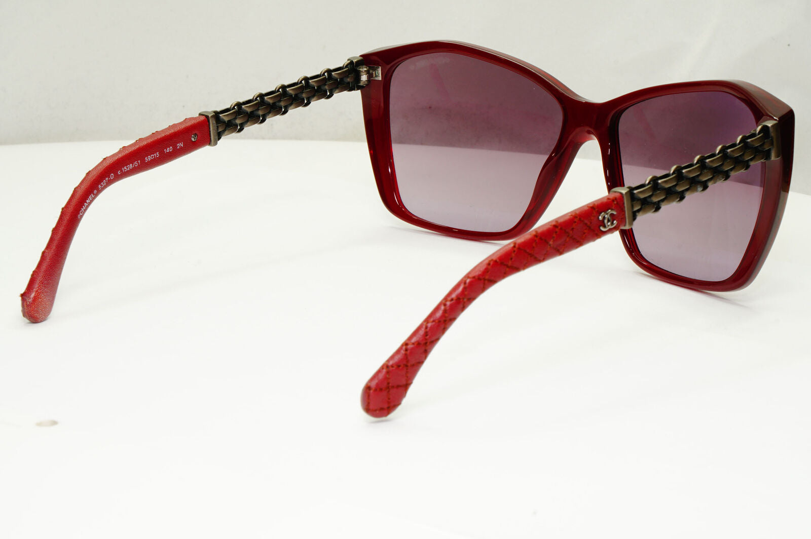 Chanel Leather Chain Sunglasses Red Burgundy Bordo 5327-Q c.1528/S1 110123