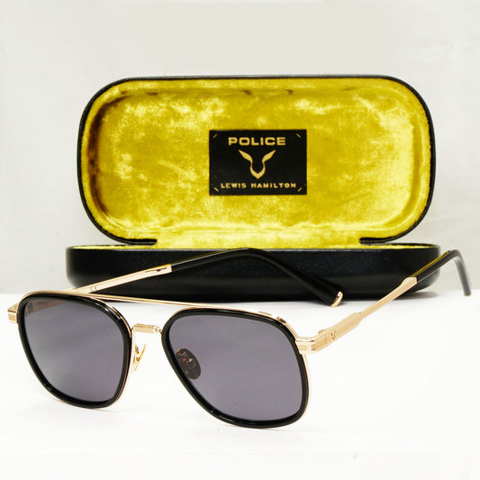 Police Lewis Hamilton F1 Sunglasses Black Gold Square Pilot SPL C49 COL 0BLK