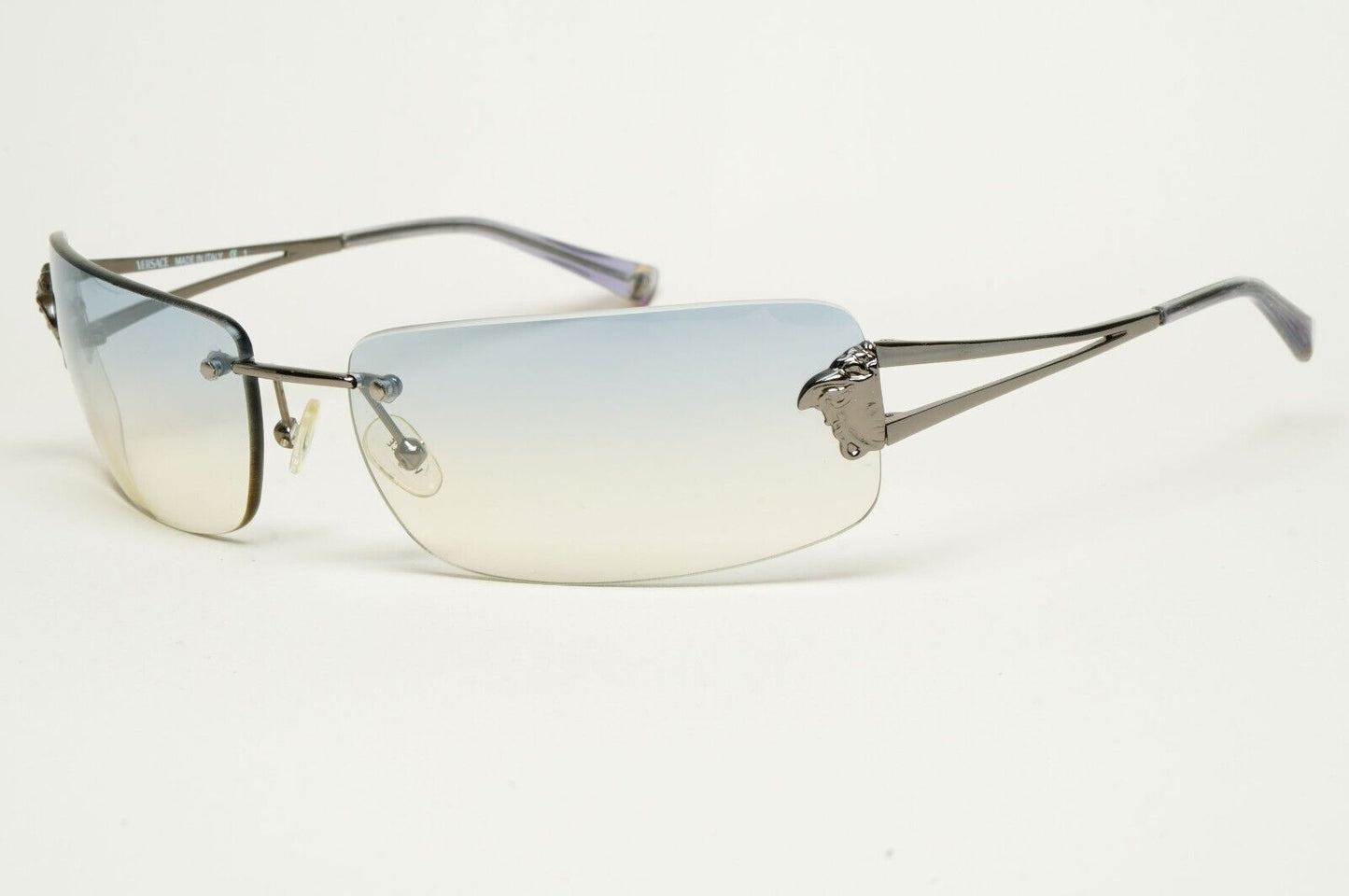 Versace Sunglasses 2002 Vintage Rimless Gunmetal Blue MOD N40 COL 89M/538 290125